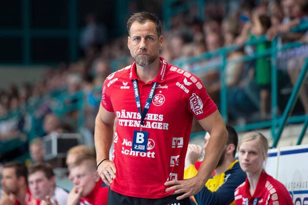 Minden, Germany 13 10 2019 1 Handball Bundesliga 2019 2020 GWD Minden vs SG Flensburg Handewitt Maik Machulla Trainer Flensburg Minden Nordrhein Westfalen Germany Kampa Halle