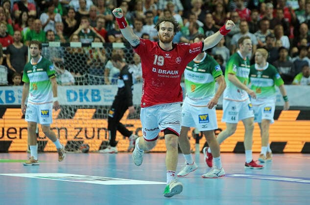 13 10 2019, xovx, Handball HBL, HSG Wetzlar MT Melsungen emspor, Jubel bei Timm Schneider MT Melsungen , DFL DFB REGULATIONS PROHIBIT ANY USE OF PHOTOGRAPHS as IMAGE SEQUENCES and or QUASI VIDEO Wetzlar