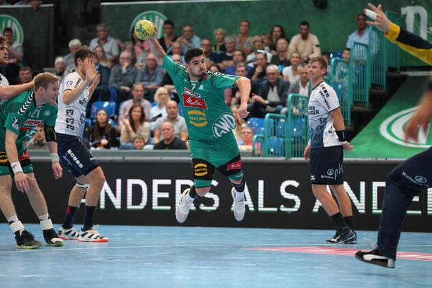 Savvas Savvas TSV GWD Minden 7 GER, Handball, 1 Bundesliga, TSV GWD Minden against SG Flensburg Handewitt, 13 10 2019 Minden Copyright: xEIBNER JanxStrohdiekx EP_JSK