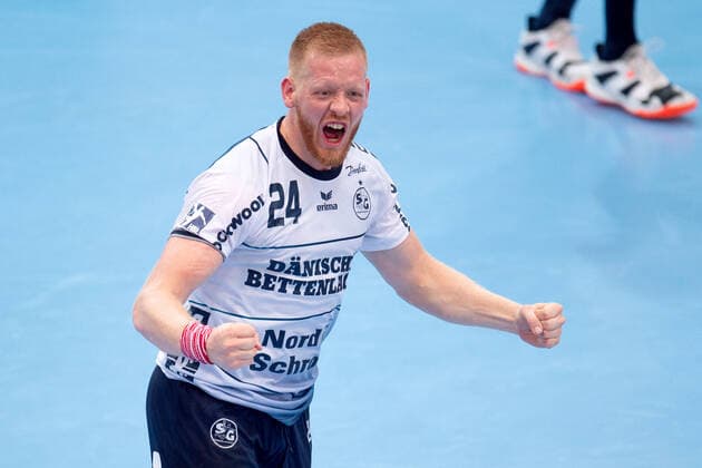 Minden, Germany 13 10 2019 1 Handball Bundesliga 2019 2020 GWD Minden vs SG Flensburg Handewitt Jim Gottfridsson Flensburg Minden North Rhine Westphalia Germany Kampa Halle