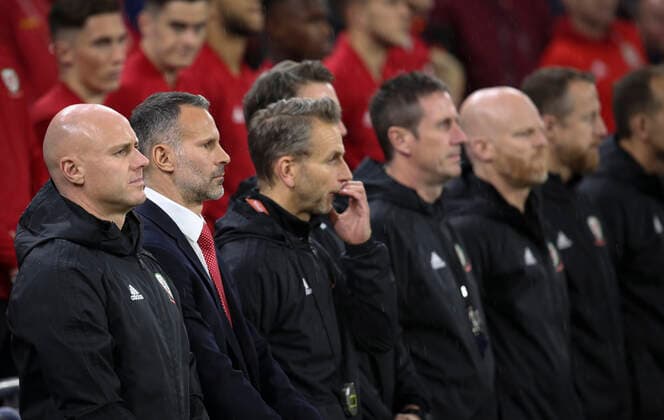 Wales v Croatia UEFA EURO, EM, Europameisterschaft,Fussball 2020 Qualifiers Ryan Giggs (2nd L), head coach of Wales and y of Croatia during the UEFA Euro 2020 Qualifiers match at the Cardiff City Stadium, Cardiff Content Not Available For UK Newspapers Copyright: xMikexGriffithsx FIL-13743-0017