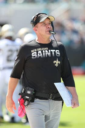 JACKSONVILLE, FL - OCTOBER 13: New Orleans Saints Head Coach Sean Payton during the game between the New Orleans Saints and the Jacksonville Jaguars on October 13, 2019 at TIAA Bank Field in Jacksonville, Fl. (Photo by David Rosenblum Icon Sportswire) NFL, American Football Herren, USA OCT 13 Saints at Jaguars Icon1910131369