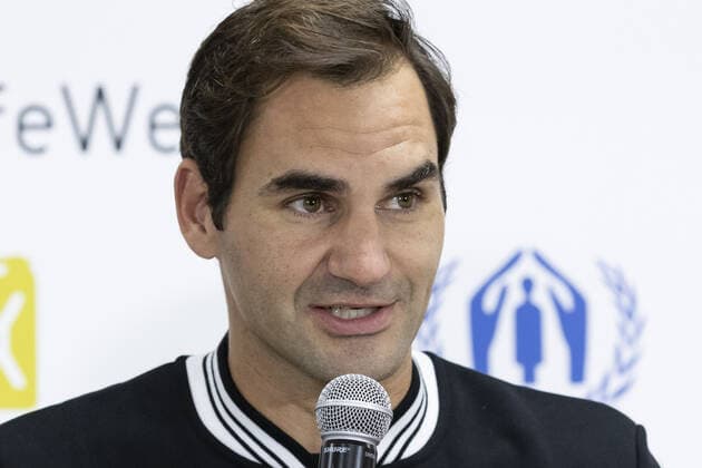 October 14, 2019, Tokyo, Japan: Roger Federer speaks during a news conference after his match v John Isner during the UNIQLO Life Wear Day Tokyo charity event at Ariake Coliseum. Professional tennis player Roger Federer who is UNIQLO Global Ambassador took part in a charity event in Tokyo. Federer announced his plans to compete at the Tokyo 2020 Olympics Games. Roger Federer plans to compete in the Tokyo 2020 Olympic Games, Olympische Spiele, Olympia, OS - ZUMAm191 20191014_zap_m191_042 Copyright: xRodrigoxReyesxMarinx
