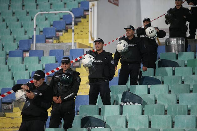 Bulgaria v England UEFA EURO, EM, Europameisterschaft,Fussball 2020 Qualifiers England fans arriving amid a heavy security presence before the UEFA Euro 2020 Qualifiers match at Vasil Levski National Stadium, Sofia Content Not Available For UK Newspapers Copyright: xPaulxChestertonx FIL-13742-0003