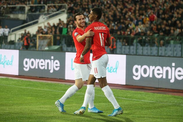 Bulgaria v England UEFA EURO, EM, Europameisterschaft,Fussball 2020 Qualifiers Marcus Rashford of England celebrates scoring his sides 1st goal during the UEFA Euro 2020 Qualifiers match at Vasil Levski National Stadium, Sofia Content Not Available For UK Newspapers Copyright: xPaulxChestertonx FIL-13742-0035