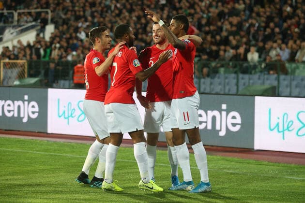Bulgaria v England UEFA EURO, EM, Europameisterschaft,Fussball 2020 Qualifiers Marcus Rashford of England celebrates scoring his sides 1st goal during the UEFA Euro 2020 Qualifiers match at Vasil Levski National Stadium, Sofia Content Not Available For UK Newspapers Copyright: xPaulxChestertonx FIL-13742-0036