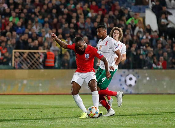Raheem Sterling of England scores the fifth goal during the UEFA EURO, EM, Europameisterschaft,Fussball 2020 Qualifying match at the Vasil Levski National Stadium, Sofia. Picture date: 14th October 2019. Picture credit should read: David Klein Sportimage EDITORIAL USE ONLY. No use with unauthorised audio, video, data, fixture lists, club league logos or live services. Online in-match use limited to 120 images, no video emulation. No use in betting, games or single club league player publications. SPI-0253-0113