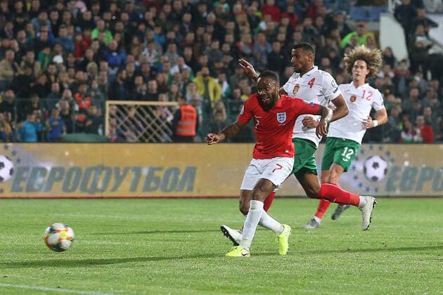 Bulgaria v England UEFA EURO, EM, Europameisterschaft,Fussball 2020 Qualifiers Raheem Sterling of England scores his sides 5th goal during the UEFA Euro 2020 Qualifiers match at Vasil Levski National Stadium, Sofia Content Not Available For UK Newspapers Copyright: xPaulxChestertonx FIL-13742-0069