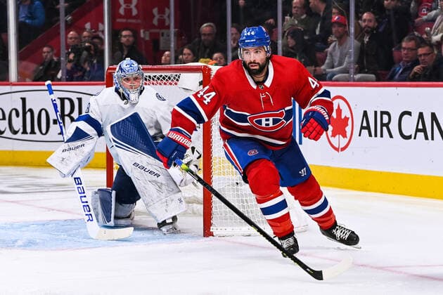 October 15, 2019: Montreal Canadiens center Nate Thompson (44) skates towards the play during the Tampa Bay Lightning at Montreal Canadiens game at Bell Centre in Montreal, Quebec. CSM NHL, Eishockey Herren, USA 2019: Lightning vs Canadiens OCT 15 - ZUMAc04_ 20191015_zaf_c04_035 Copyright: xDavidxKirouacx