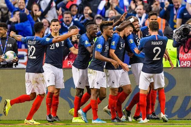 (L-R) Corentin Tolisso of France, Lucas Hernandez of France, Blaise Matuidi of France, Kingsley Coman of France, Clement Lenglet of France, Olivier Giroud of France, Raphael Varane of France, Benjamin Pavard of France during the UEFA EURO, EM, Europameisterschaft,Fussball 2020 qualifier group C qualifying match between France v Turkye at Stade de France on October 14, 2019 in Paris, France UEFA EURO 2020 qualifier group H 2019 2020 xVIxANPxSportx xGerritxvanxKeulenxIVx 400064486