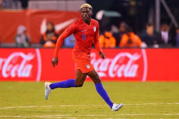 EAST RUTHERFORD, NJ - SEPTEMBER 06: United States forward Gyasi Zardes (9) during the first half of the International Friendly, Länderspiel, Nationalmannschaft soccer game between the the United States and Mexico on September 6, 2019 at LetLife Stadium in East Rutherford, NJ. (Photo by Rich Graessle Icon Sportswire)e) SOCCER: SEP 06 USA v Mexico Icon1909041602