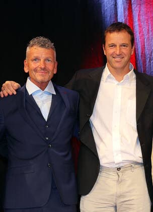 DSV clothing with award of the Golden Ski Mathias Berthold and Werner Schuster are bid farewell as successful coaches Laupheim Germany Kässbohrer Headquarters