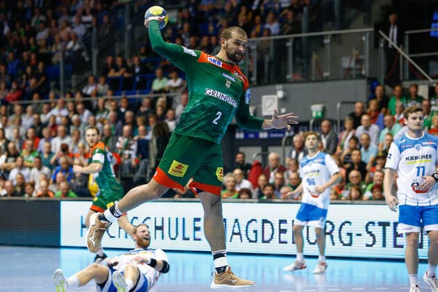 17 10 2019, xtgx, Handball Liqui Moly HBL, SC Magdeburg TVB Stuttgart emspor, v l Zeljko Musa Magdeburg, 2 scores goal, goal scorer, scored goal, scores the goal GETEC Arena