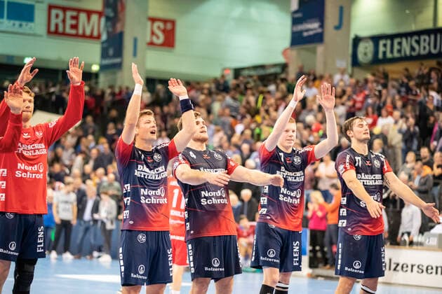 SG Flensburg Handewitt vs. Die Eulen Ludwigshafen, LIQUI MOLY Handball Bundesliga, 17 10 19 Flensburg Cheers after victory, end of game Copyright: xBEAUTIFULxSPORTS MarioxM.xKobergx