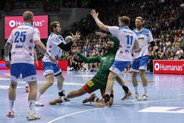 Zeljko Musa SC Magdeburg vs Adam Löhn TVB 1898 Stuttgart Handball Bundesliga Season 2019 2020 SC Magdeburg vs TVB 1898 Stuttgart in the GETEC Arena in Magdeburg Action,Handball,MannMänner,Germany,17 10 2019