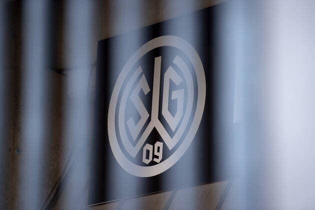 Wattenscheid, Germany 18 10 2019 Regionalliga West 2019 2020 SG Wattenscheid 09 before insolvency Coat of arms, emblem, logo, SG Wattenscheid sticker 09 The club is on the verge of insolvency and the gates are closed Wattenscheid North Rhine-Westphalia Germany Lohrheidestadion