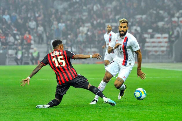 Patrick Burner (OGC Nice) - Eric Maxim Choupo Moting (PSG) FOOTBALL : OGC nice vs PSG - Ligue 1 conforama - Nice - 18 10 2019 NorbertScanella PanoramiC 