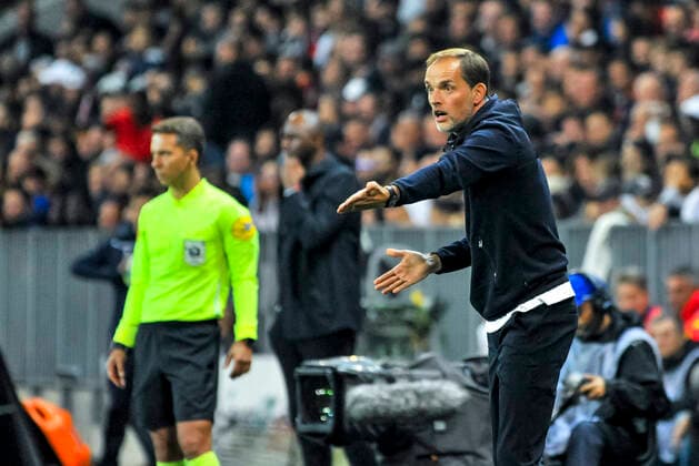 Thomas Tuchel (entraineur de l equipe du PSG) FOOTBALL : OGC nice vs PSG - Ligue 1 conforama - Nice - 18 10 2019 NorbertScanella PanoramiC 