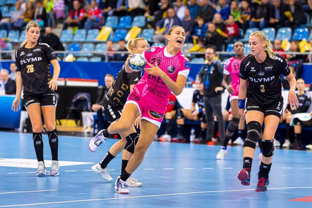 Ludwigsburg, Germany 19 October 2019 CL 19 20 SG BBM Bietigheim vs. Brest Bretagne Handball Sladana Pop Lazic Brest Bretagne , Maura Visser Bietigheim Bietigheim Bissingen Egetrans Arena Baden Württemberg Germany