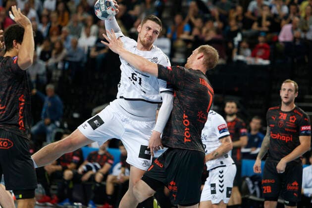 Handball, CL, Montpellier HB - THW Kiel Hendrik Pekeler GER Line Player HANDBALL : Montpellier vs Kiel - Ligue des Champions - 19 10 2019 GuillaumeBresson Panoramic 