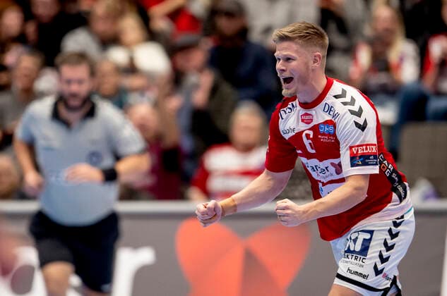 Aalborg Handbold meets SG Flensburg Handewitt in a Champions League mens handball match played in Jutlander Bank Arena, Aalborg, Sunday 20 October 2019 End 31 28 Sebastian Barthold 6 Aalborg, Aalborg,  Copyright: FotografxRenéxSchütze RenéxSchützex COP107 spdk20191020-193020-L