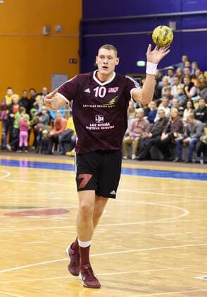 SpÄ les moments RÄ«gas domes kausa izcÄ«ÅÜas turnÄ«rÄ, kurÄ tiekas Latvijas un Ä’Ä£iptes vÄ«rieÅ¡u handbola valstsvienÄ«bas OlimpiskajÄ sporta centrÄ. RÄ«ga Latvija  Copyright: xIevaxLÅ«kax