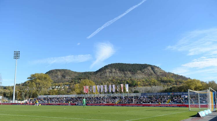 Soccer, Men, season 2019 2020, DFB, 3 league 12 matchday , FC Carl Zeiss Jena Würzburger Kickers 1 1 , view of the Kernberge, 20 10 2019, Copyright: xMatthiasxKochx
