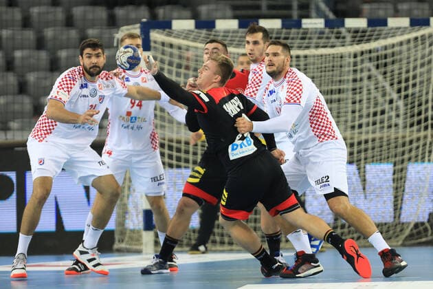 Zagreb, 23.10.2019. - Friendly handball match between Croatia and Germany at the Zagreb Arena. Croatia (white) - Germany (black) 25:26 FRANZ SEMPER (32) 