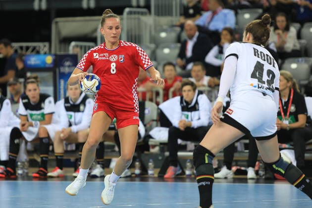 Zagreb, 23.10.2019. - Friendly handball match between Croatia and Germany (women) at the Zagreb Arena. Croatia (red) - Germany (white) 21:21 Stela POSAVEC (8) 