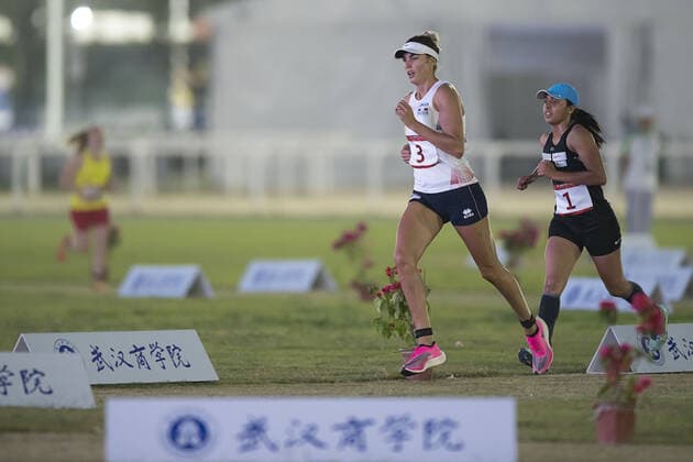 (191024) -- WUHAN, Oct. 24, 2019 -- Elodie Clouvel (L) of France competes during the women s individual laser-run final of Modern pentathlon, moderner Fünfkampf at the 7th CISM Military World Games in Wuhan, capital of central China s Hubei Province, Oct. 24, 2019. ) (SP)CHINA-WUHAN-7TH MILITARY WORLD GAMES-MODERN PENTATHLON LixGa 