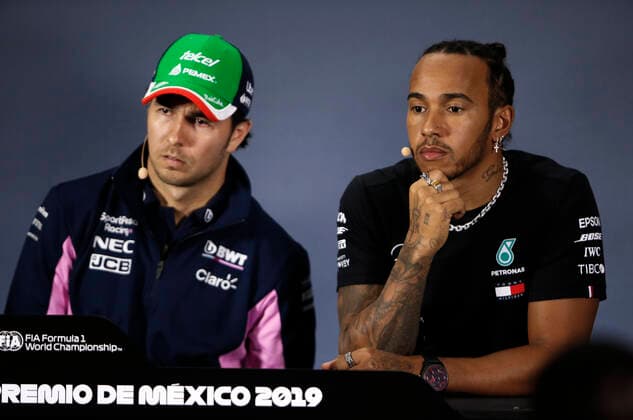 Motorsports: FIA Formula One World Championship, WM, Weltmeisterschaft 2019, Grand Prix of Mexico, 11 Sergio Perez (MEX, Racing Point F1 Team), 44 Lewis Hamilton (GBR, Mercedes AMG Petronas Motorsport), Mexico-City Mexico