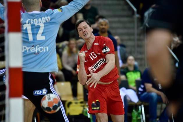 Hans Lindberg and Vincent Gérard Mens Handball Golden League Denmark France at Ceres Arena Thursday, October 24, 2019, Aarhus Denmark,  Copyright: BoxAmstrupx cop101 spdk20191024-204135-L
