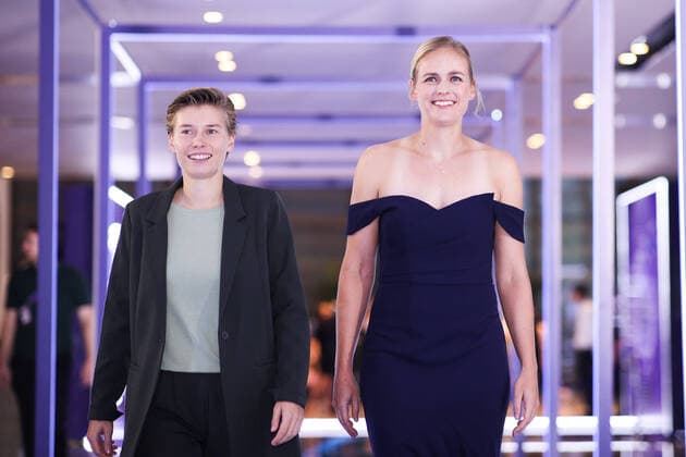 SHENZHEN, CHINA - OCTOBER 25: Demi Schuurs (L) of the Netherlands and Anna-Lena Groenefeld of Germany attend 2019 WTA, Tennis Damen Finals Shenzhen Gala Evening & Draw Ceremony at Hilton Hotel on October 25, 2019 in Shenzhen, Guangdong Province of China.  Copyright: xVCGx CFP111256391969 