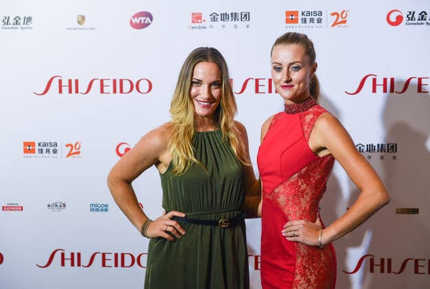 SHENZHEN, CHINA - OCTOBER 25: Timea Babos (L) of Hungary and Kristina Mladenovic of France attend 2019 WTA, Tennis Damen Finals Shenzhen Gala Evening & Draw Ceremony at Hilton Hotel on October 25, 2019 in Shenzhen, Guangdong Province of China.  Copyright: xVCGx CFP111256393488 