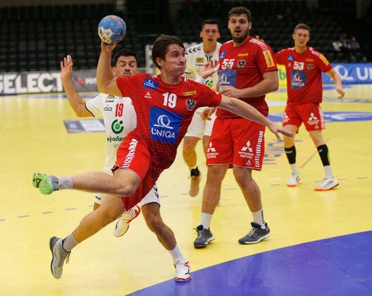 HANDBALL - AUT vs SRB, friendly match GRAZ,AUSTRIA,25.OCT.19 - HANDBALL - OEHB international match, Länderspiel, Nationalmannschaft Austria vs Serbia, test match. Image shows Jakob Jochmann (AUT). GEPAxpictures xDavidxRodriguez