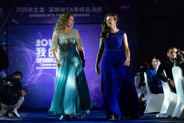 October 25, 2019, Shenzhen, CHINA: Katerina Siniakova & Barbora Krejcikova of the Czech Republic during the draw gala of the 2019 WTA, Tennis Damen Finals tennis tournament 2019 WTA Finals, Tennis, Shenzhen, China, Oct 25 - ZUMAa181 20191025_zaa_a181_107 Copyright: xAFP7x