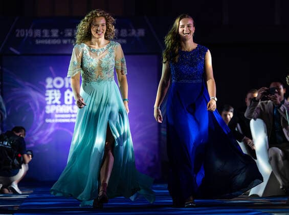 October 25, 2019, Shenzhen, CHINA: Katerina Siniakova & Barbora Krejcikova of the Czech Republic during the draw gala of the 2019 WTA, Tennis Damen Finals tennis tournament 2019 WTA Finals, Tennis, Shenzhen, China, Oct 25 - ZUMAa181 20191025_zaa_a181_109 Copyright: xAFP7x