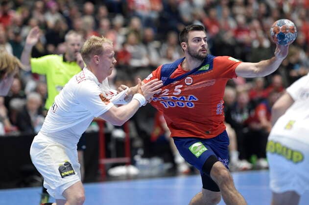 Golden League match in mens handball between Denmark and Norway, in Gigantium Saturday, October 26, 2019, Aalborg Denmark,  Copyright: RenexSchützex cop101 spdk20191026-173029-L