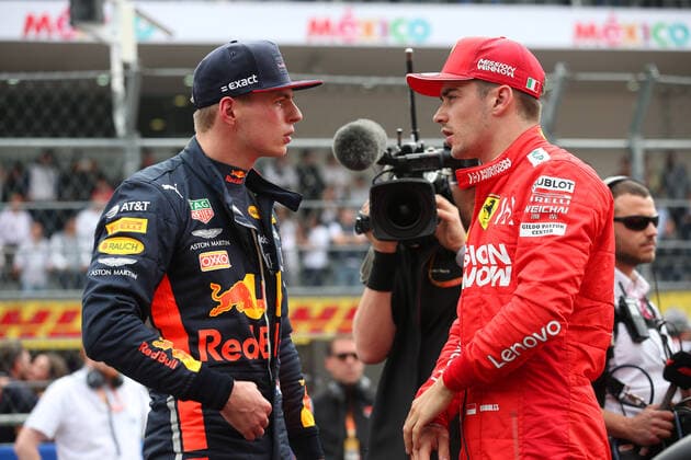 Photo4 LaPresse 26 10 2019 Mexico City, Mexico Grand Prix Formula One Mexico 2019 In the pic: Max Verstappen (NED) Red Bull Racing RB15 and Charles Leclerc (MON) Scuderia Ferrari SF90  Copyright: xPhoto4 LaPressex