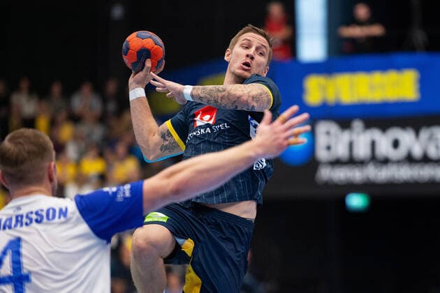 191027 Linus Arnesson of Sweden during the international friendly Handball match between Sweden and Iceland on October 27, 2019 in Karlskrona Photo Magnus Lejhall BILDBYRAN Cop 214 handball handball sweden island Sverige 2019,  Copyright: MAGNUSxLEJHALL BB191027MH009