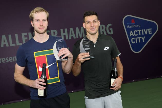 Winner 2019 Botic VAN DE ZANDSCHULP NED and Bernabe ZAPATA MIRALLES ESP 2 place, award ceremony, final day, Tennis Challenger Hamburg 2019, ATP Challenger Tour, Hamburg, 27 10 2019,