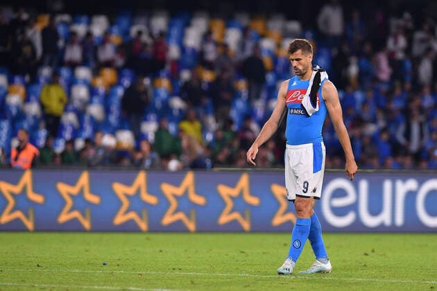 Photo Cafaro LaPresse October 30, 2019 Naples, Italy soccer Napoli vs Atalanta - Italian Football Championship League A TIM 2019 2020 - San Paolo stadium. In the pic: Fernando Torres Llorente (SSC Napoli) shows his disappointment.  Copyright: xCafaro LaPressex