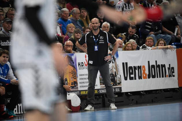 Melsungen Coach Heiko Grimm, Handball Bundesliga, Liqui Moly HBL, Men, 11 Matchday, THW Kiel vs Melsungen, 31 10 19 Kiel Sparkassen Arena Schleswig Holstein Germany