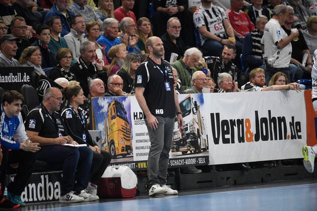 Melsungen Coach Heiko Grimm, Handball Bundesliga, Liqui Moly HBL, Men, 11 Matchday, THW Kiel vs Melsungen, 31 10 19 Kiel Sparkassen Arena Schleswig Holstein Germany