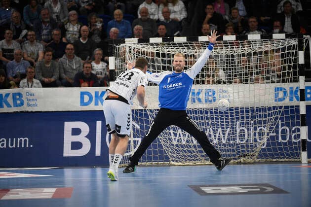 Niclas Ekberg THW Kiel vs Johan Sjöstrand Melsungen , Handball Bundesliga, Liqui Moly HBL, Men, 11 Matchday, THW Kiel vs Melsungen, 31 10 19 Kiel Sparkassen Arena Schleswig Holstein Germany
