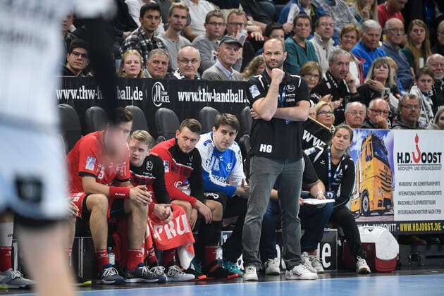 Melsungen Coach Heiko Grimm, Handball Bundesliga, Liqui Moly HBL, Men, 11 Matchday, THW Kiel vs Melsungen, 31 10 19 Kiel Sparkassen Arena Schleswig Holstein Germany
