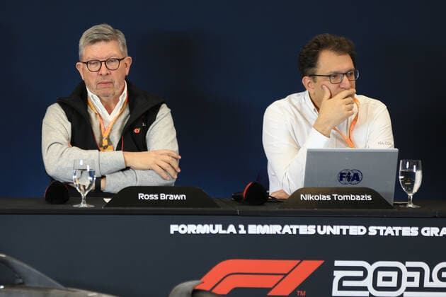31st October 2019; Circuit of the Americas, Austin, Texas, United States of America; F1 United States Grand Prix, team arrival day; 2021 Regulation press conference, PK, Pressekonferenz with Ross Brawn, Managing Director of Formula 1 for Liberty Media and Nikolas Tombazis, FIA Head of Single Seater Technical Matters - Editorial Use  ActionPlus12182291 LeannexBoon
