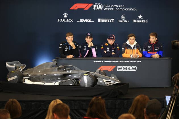 31st October 2019; Circuit of the Americas, Austin, Texas, United States of America; F1 United States Grand Prix, team arrival day; ROKiT Williams Racing, George Russell, SportPesa Racing Point, Lance Stroll, Aston Martin Red Bull Racing, Max Verstappen, McLaren, Lando Norris and Scuderia Toro Rosso, Pierre Gasly - Editorial Use ActionPlus12182303 LeannexBoon
