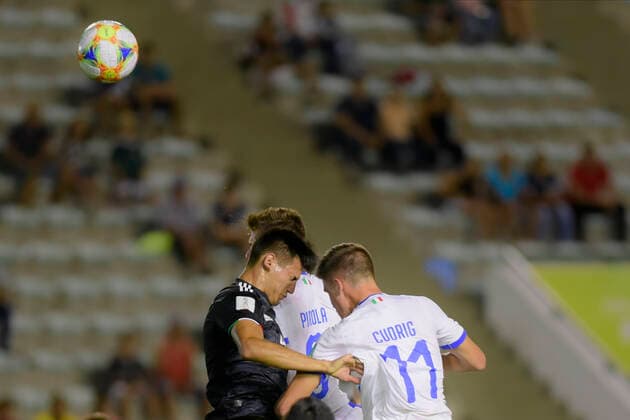 Sub 17 Mexico e Itália BRASÍLIA, DF - 31.10.2019: SUB 17 MEXICO E ITÁLIA - Alejandro Gomez, Lorenzo Pirola and Nicolo Cudrig during U17, U 17 Mexico and Italy. Match valid for the FIFA U17 World Cup group stage. Bezerrão Stadium in Brasilia, DF. (Photo: Reinaldo Reginato Fotoarena) x1823553x  ReinaldoxReginato