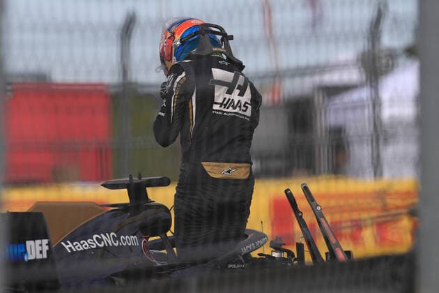 1st November 2019; Circuit of the Americas, Austin, Texas, United States of America; Formula 1 United Sates Grand Prix, practice day; Haas F1 Team, Romain Grosjean climbs out of his car after crashing - Editorial Use  ActionPlus12183057 LeannexBoon